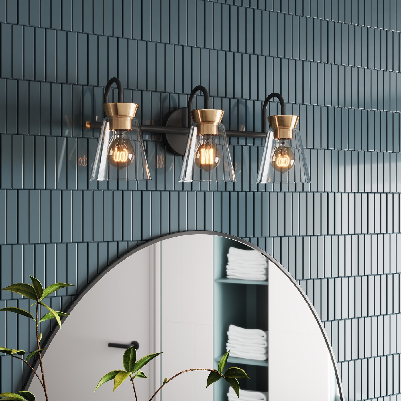 Vintage bathroom lights over mirror top