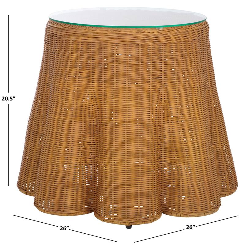 SAFAVIEH Couture Hylda Round Rattan Accent Table - 26"W x 26"D x 21"H