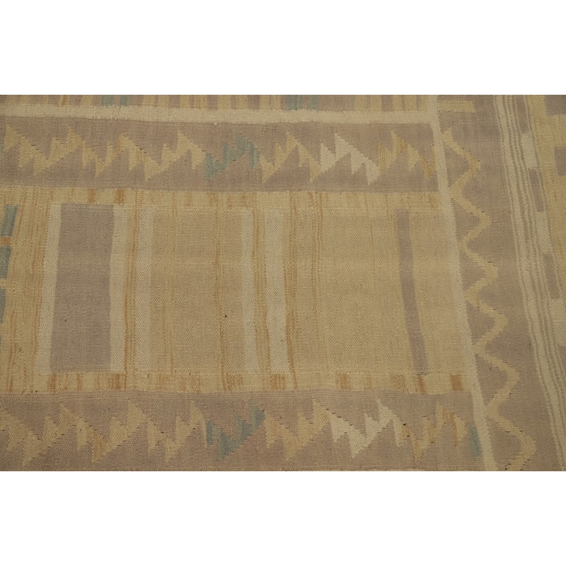 Hand Woven Oriental 100% Wool Carpet Southwestern Tribal Multi-Colored Kilim Runner Rug - 9' 7'' X 2' 7''