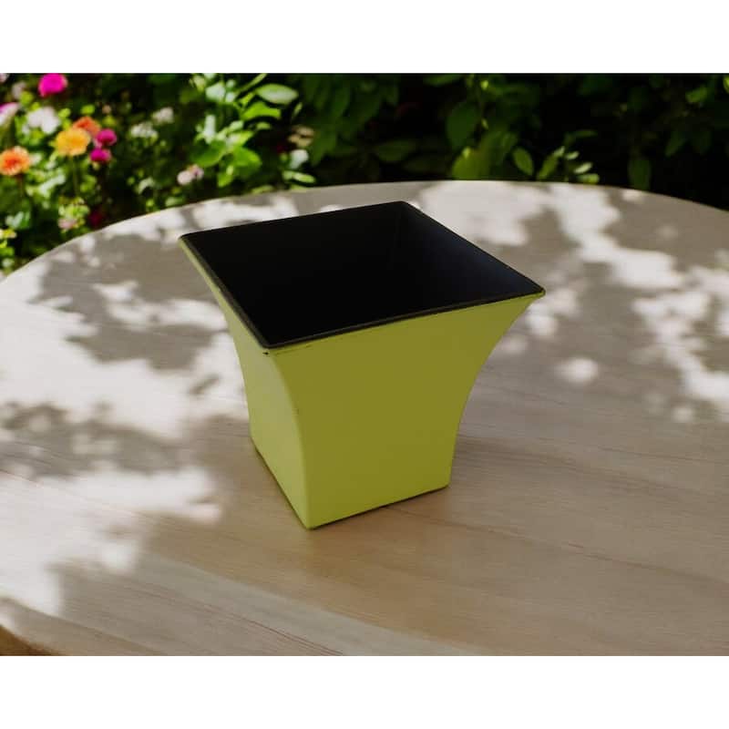 HomeRoots 5" Yellow Recycled Plastic Indoor Outdoor Square Pot Planter - Yellow