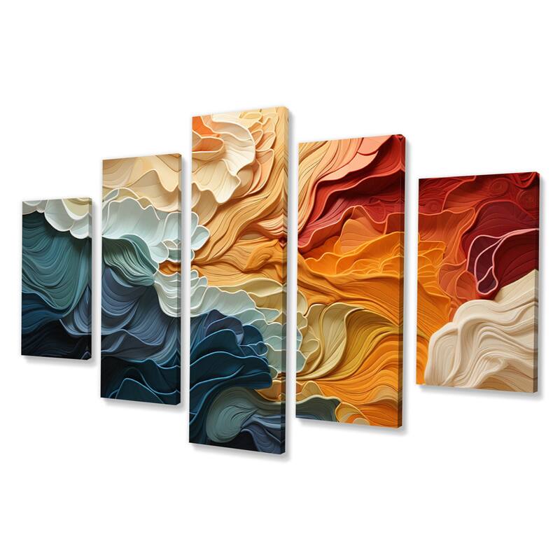 Designart "Biomorphism Organic Forms V" Modern Multipanel Wall Art Living Room set