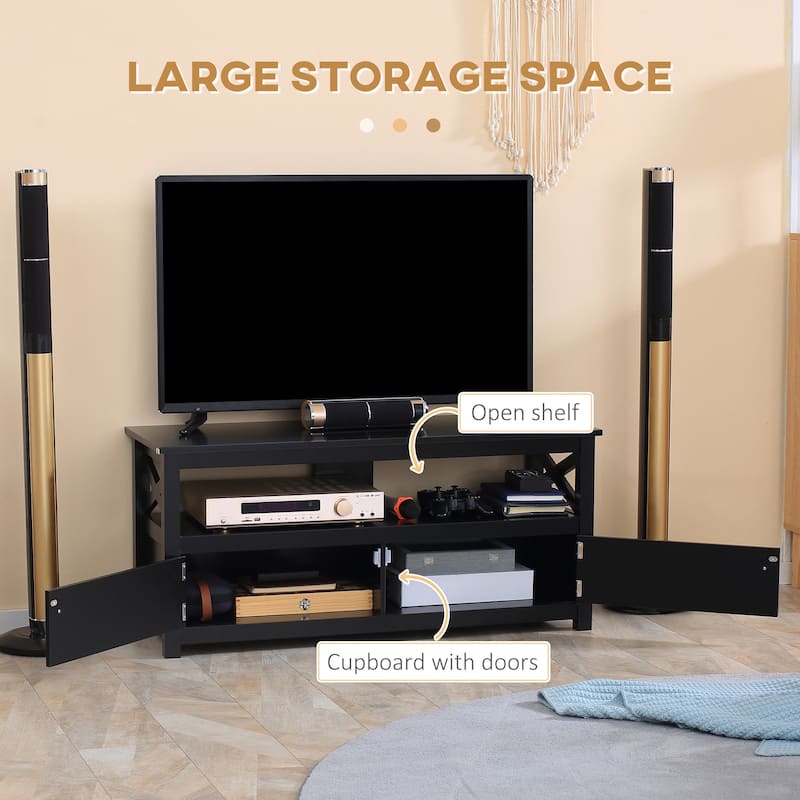HOMCOM TV Cabinet Stand for TVs up to 46 Inches, Entertainment Center with Storage Shelf and Cupboard for Living Room