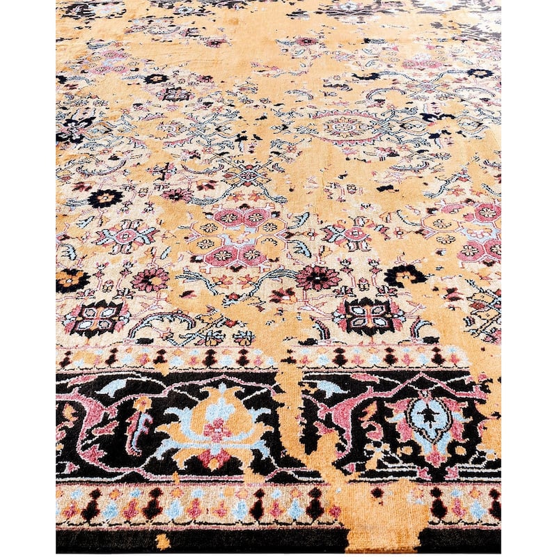 Ikat One-of-a-Kind Hand-Knotted Area Rug - Black, 9' 2" x 12' 3" - 9' 2" x 12' 3"