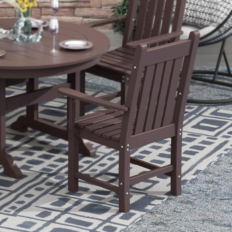 Laguna Hdpe All Weather Outdoor Patio Dining Chair With Arms - Dark Brown
