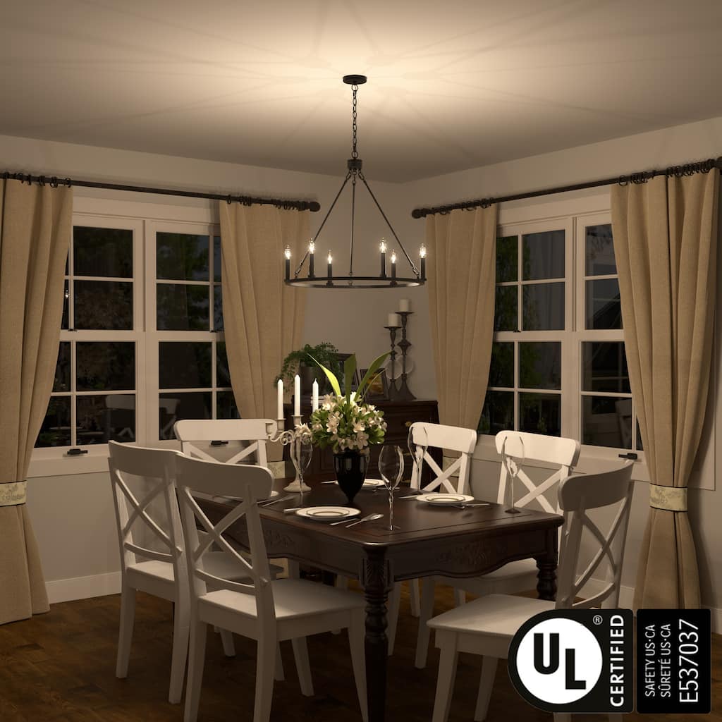 Acroma 6-light Farmhouse Rustic Round Wagon Wheel Chandelier with UL - 23''