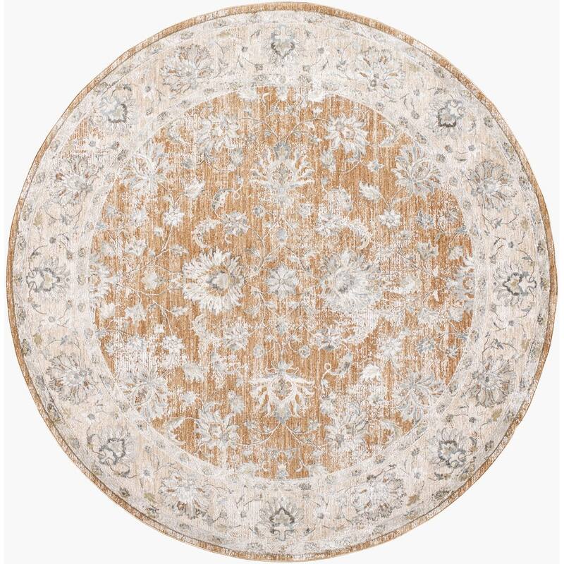 Livabliss Brunswick Traditional Area Rug - 7'10" x 7'10" Round - Brown/Beige