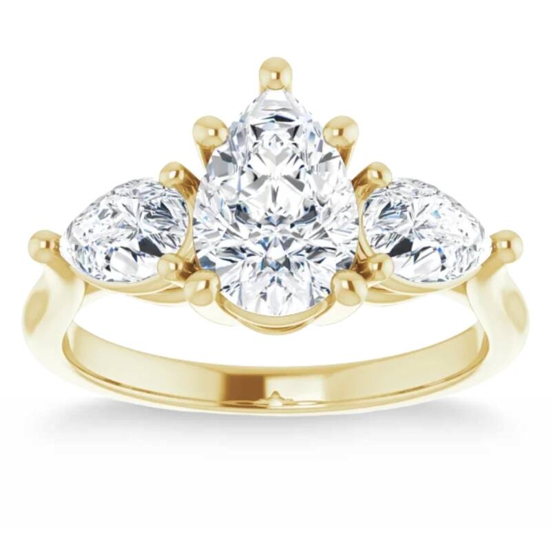 2Ct TW Pear Shape Three Stone Diamond Engagement Ring in Gold Lab Grown