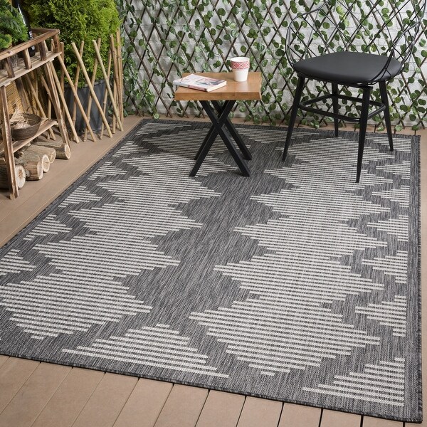 Beverly Rug Waikiki Collection Indoor/Outdoor Stripes Area Rug- Dark ...