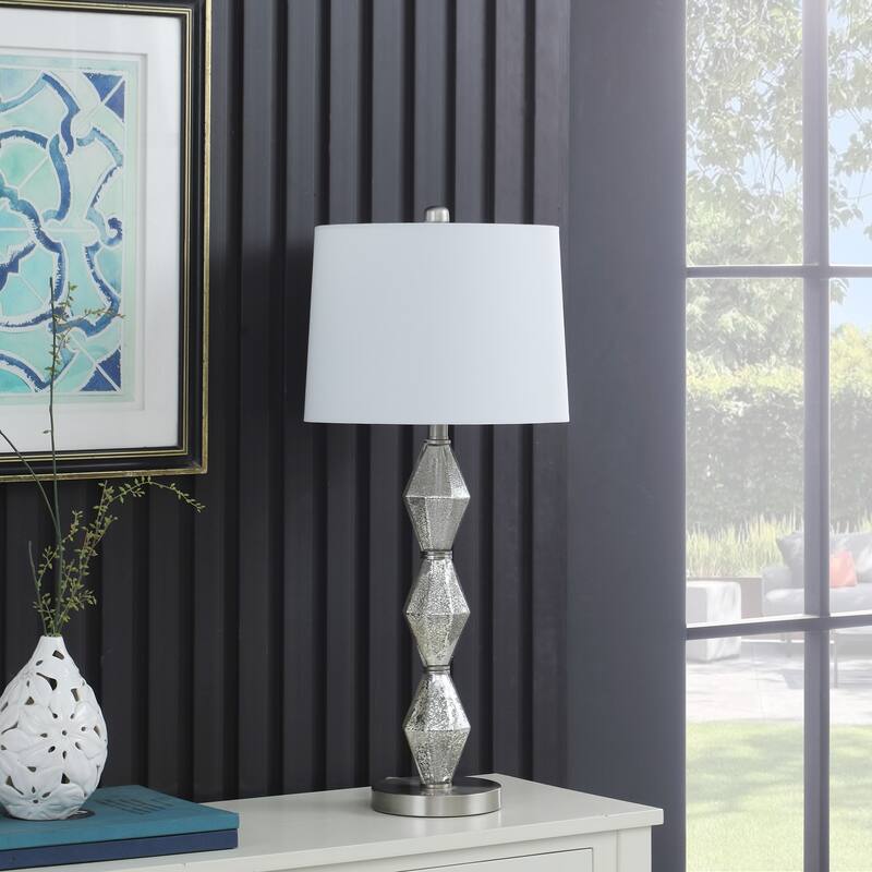 29.5 in. Emil Modern Geometric Glass Silver Table Lamp