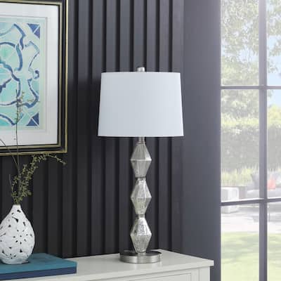 29.5 in. Emil Modern Geometric Glass Silver Table Lamp