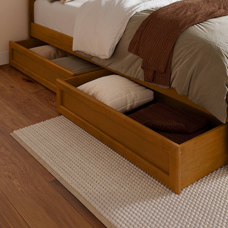 Queen-King-Twin XL Mid-Century Modern Under Bed Storage Drawers