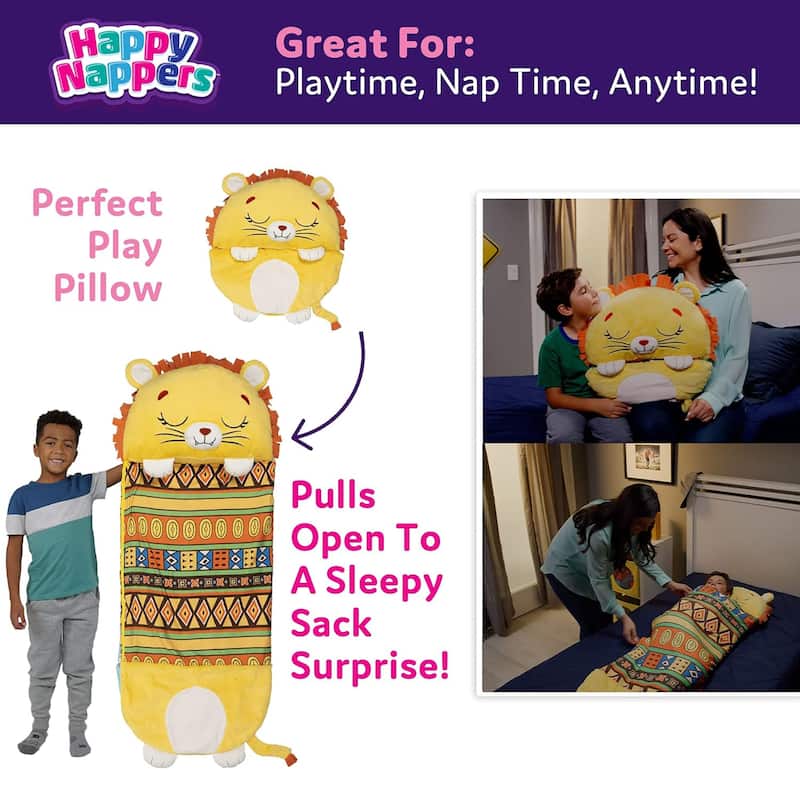 Happy Nappers: Pillow & Sleepy Sack: Medium - Lion Lex - 54 x 20",3+
