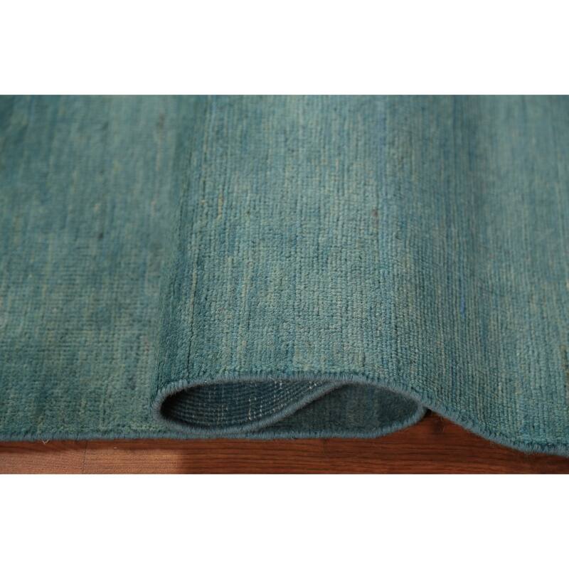 Aqua Blue Gabbeh Modern Rug Hand-Knotted Wool Carpet - 3'9" x 5'8"