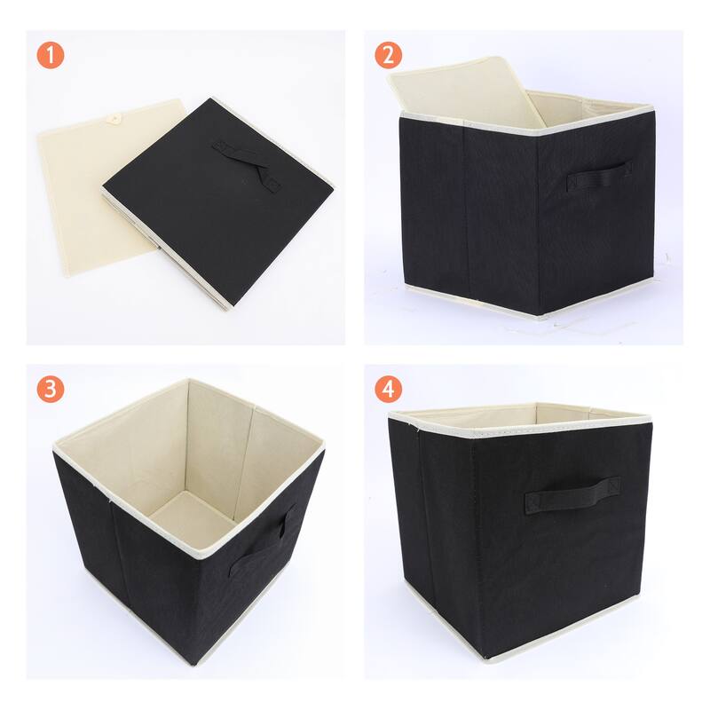 3 Pcs Square Fabric Collapsible Storage Basket Bin with Handle, Storage Cube for Shelves Closet Organizing Clothes Books