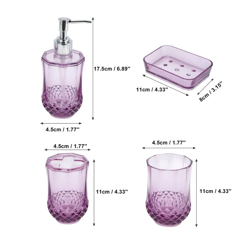 1 Set Durable Bathroom Accessories Set for Bathroom Vanities - Transparent Purple