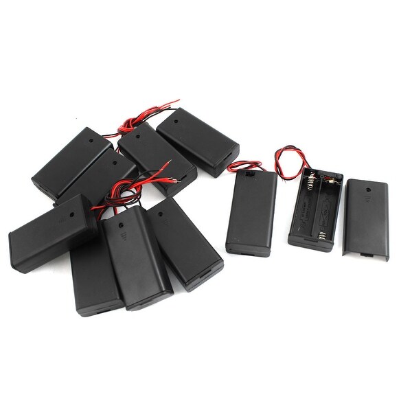 Unique Bargains 10Pcs Plastic Spring Loaded 2 x AA 1.5V Battery Box Case Holder w Cover