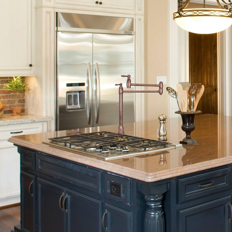 Copper Deck-Mounted Pot Filler Faucet