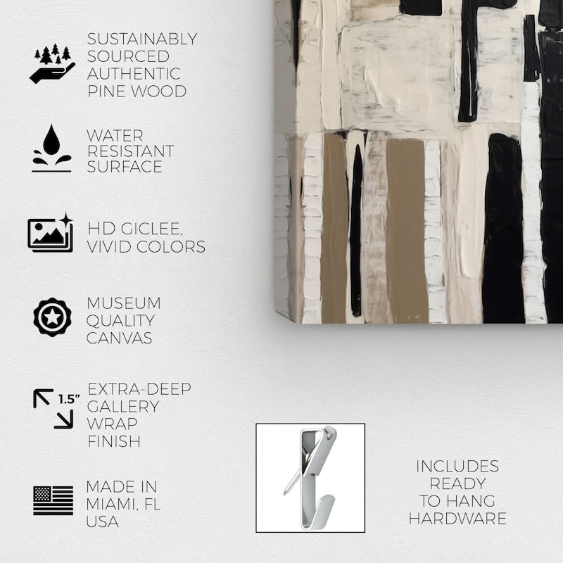 Wynwood Studio Abstract Targa White and Cream White Modern & Contemporary Wall Art Canvas Print