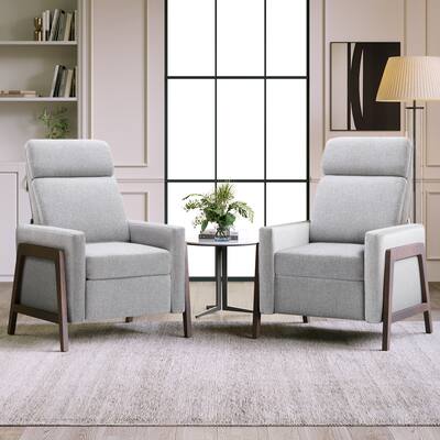 Set of 2 Wood-Framed Adjustable Upholstered Recliner Chair