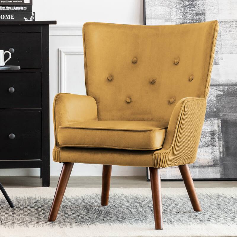 Velvet Upholstered Accent Chair Armchair for Living Room