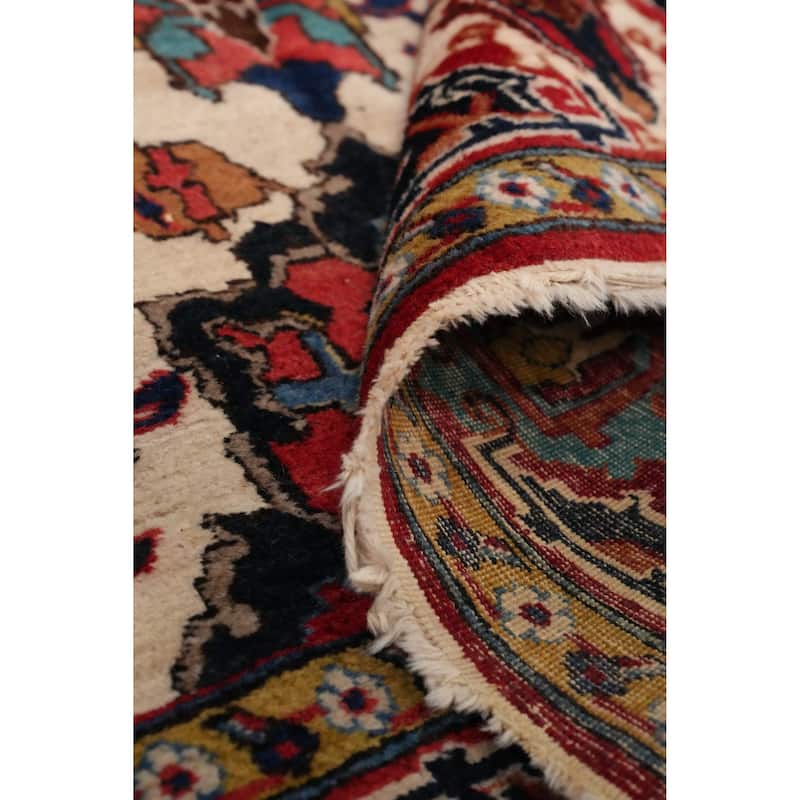 Hand Knotted Oriental 100% Wool Carpet Traditional Floral Beige & Ivories Tabriz Area Rug - 11' 2'' X 7' 4''
