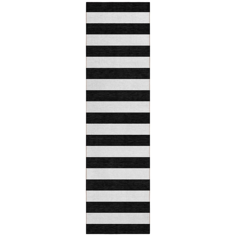 Tari Stripe Weather Resistant Blended Style Runner Outdoor Rug - 8' Runner