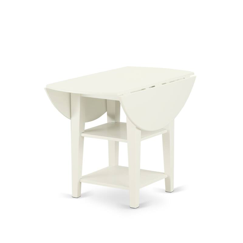 East West Furniture 5 Piece Dinette Set- a Dining Table and 4Shitake Linen Fabric Upholstered Chairs, 42x42 Inch, Linen White