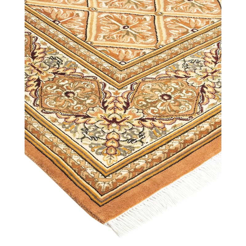 Overton Hand Knotted Wool Vintage Inspired Traditional Mogul Yellow Area Rug - 6' 2" x 8' 10"