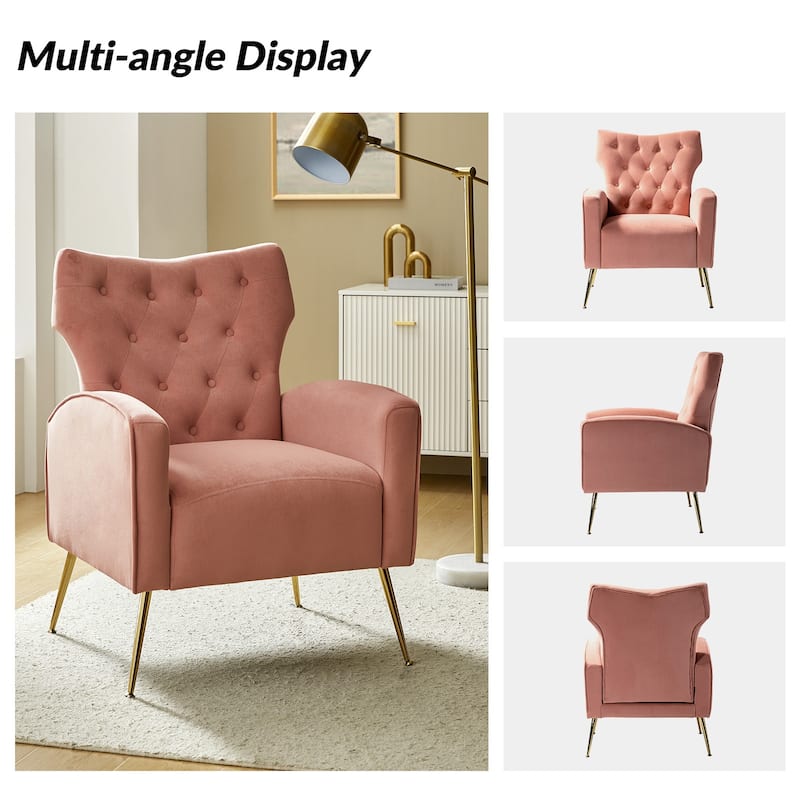 Abadiana Accent Tufted Chair with Metal Base by HULALA HOME