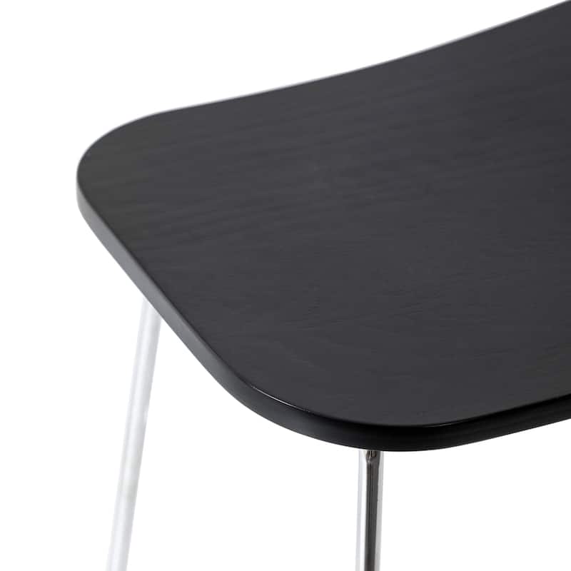 Melrose Modern Wood Saddle Seat Counter Stool by Set of 2 LeisureMod - 26"