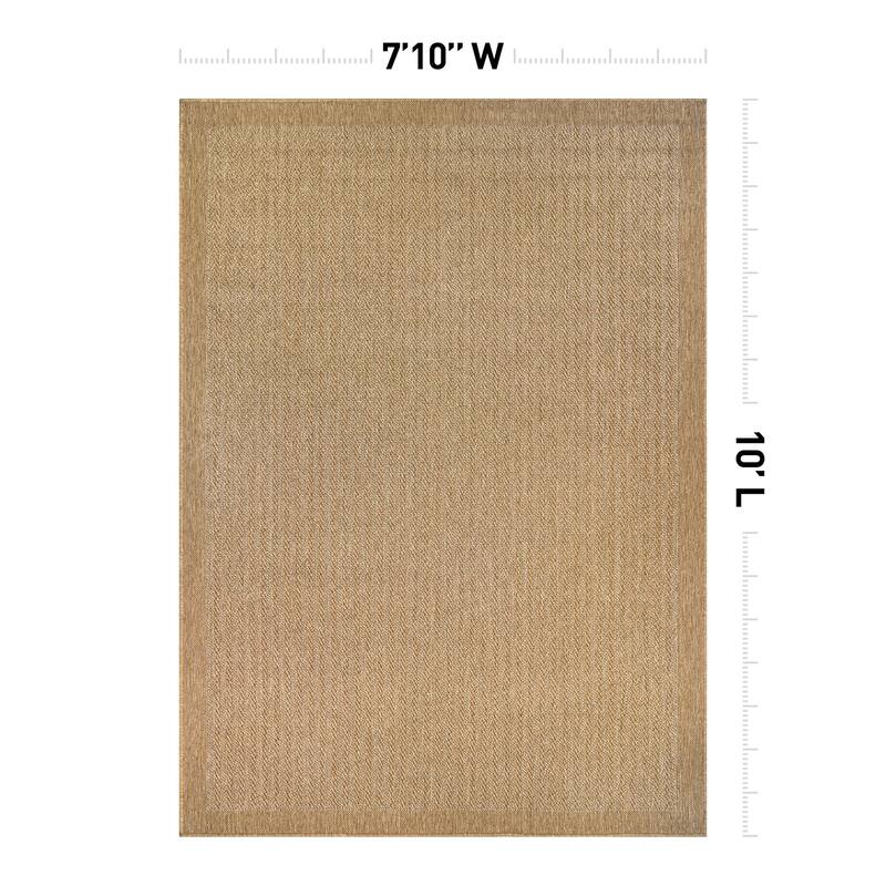 World Rug Gallery Contemporary Bordered Weather Resistant Reversible Indoor/Outdoor Area Rug