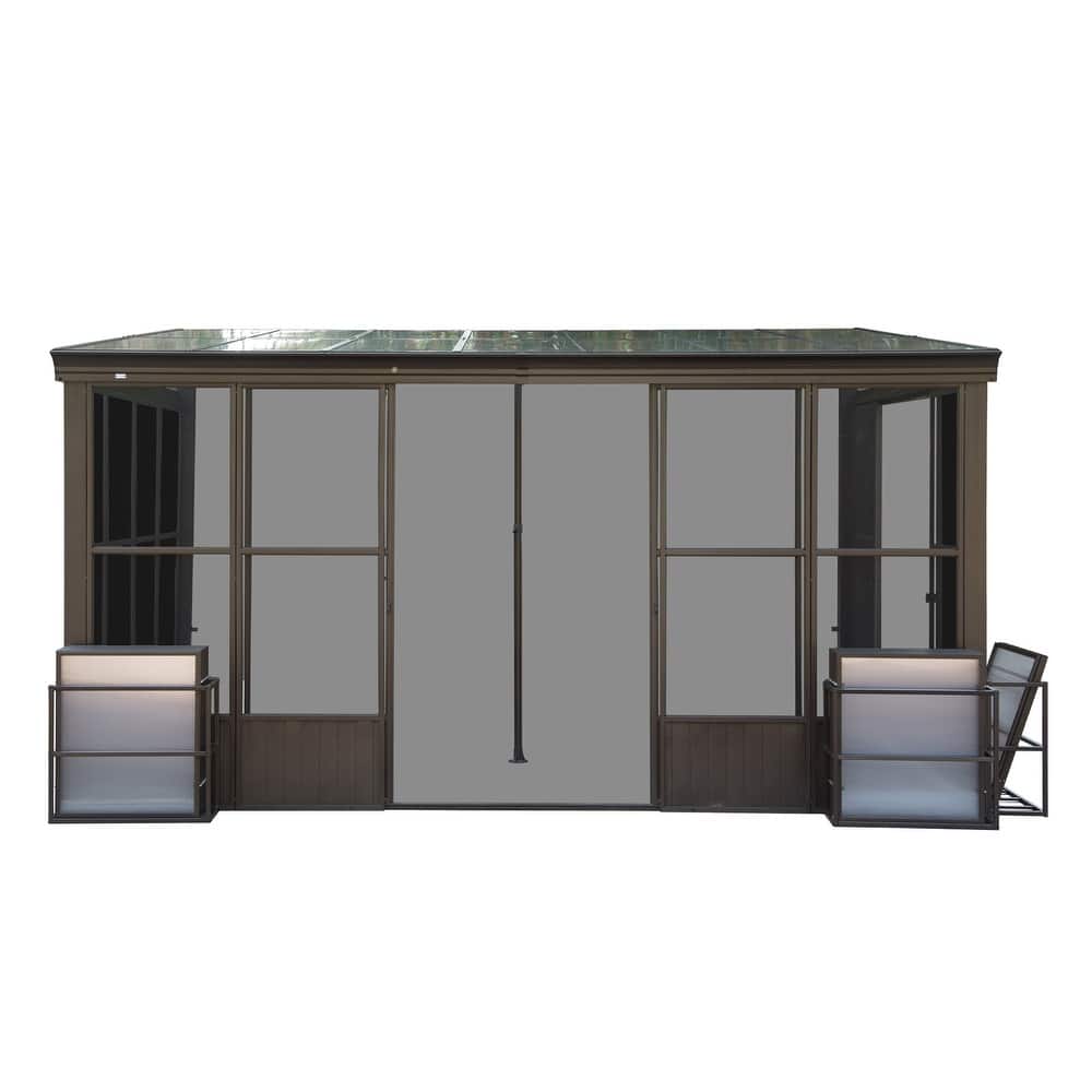 GDFStudio - Terry All-Season Aluminum Sunroom with Detachable Polycarbonate Panels and Lockable Sliding Doors