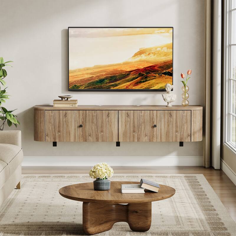 Floating TV Stand, Wall Mounted TV Console with Drawers, Floating Media Console Entertainment Center for Living Room, Bedroom