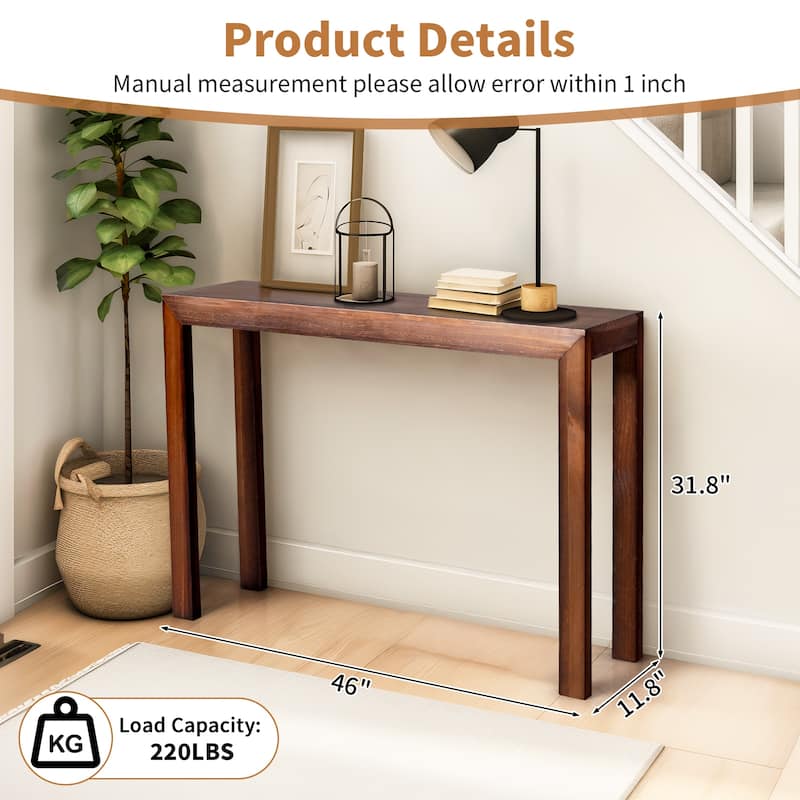 Pinewood Entryway Table Console with Sturdy Surface 220 lbs - 46.1 x 11.8 x 31.9 in