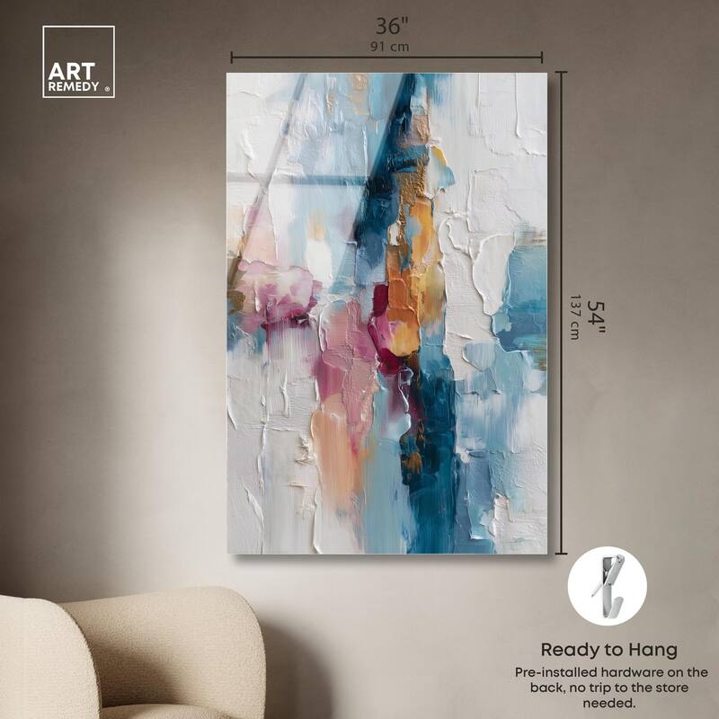 Petal Pink and Ocean Blue II Acrylic by Art Remedy, Ready to Hang