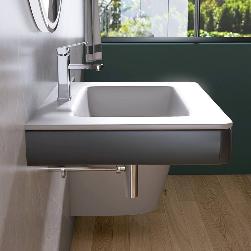 30'' Sintered Stone Wall Mount Bathroom Sink Solid Surface Vessel Bathroom Sink