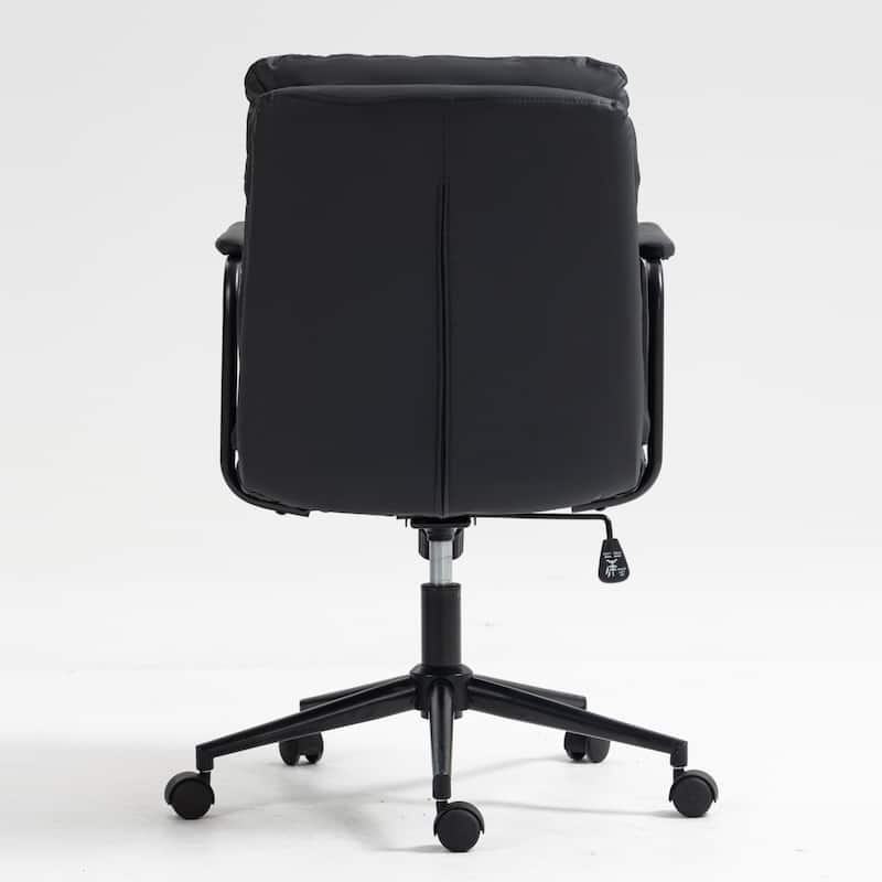 GDF Studio - Ergonomic PU Leather Mid-Back Office Chair with Reclining Backrest with Padded Armrests and 360° Swivel Mobility