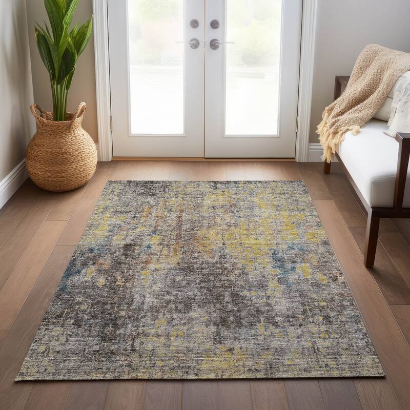 Machine Washable Indoor/ Outdoor Chantille Solid Ombre Rug