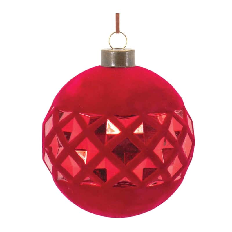 Diamond Harlequin Glass Christmas Ball Ornaments 4" (100Mm) Red 12Ct