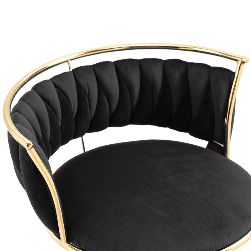 4 Set Velvet Adjustable Swivel Bar Stools With Backs