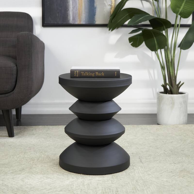 Metal Art Deco Inspired Side End Accent Table - Copper or Black - Roche River Decor