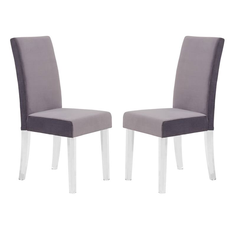 Dalia Modern and Contemporary Dining Chair in Black Velvet with Acrylic Legs - Set of 2