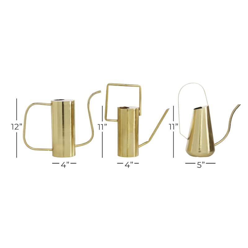 Metal Watering Can Indoor Outdoor Planter - Set of 3 Gold - Roche River Decor