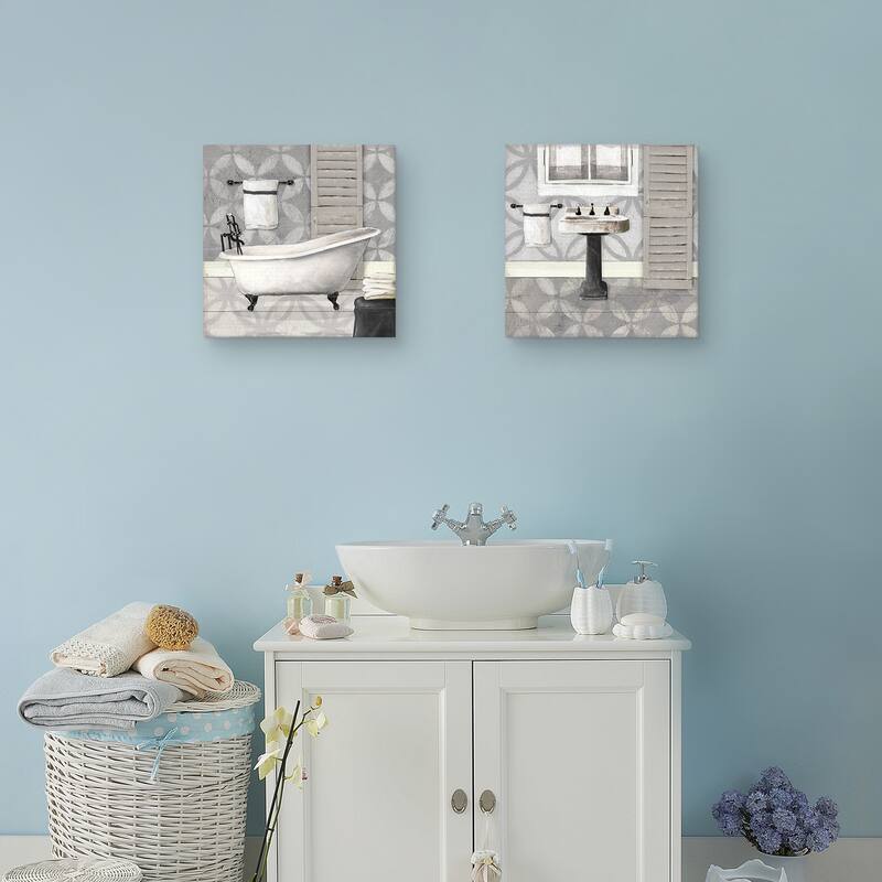 Grey Bath by Carol Robinson Canvas S/2 by Carol Robinson Canvas Art Prints