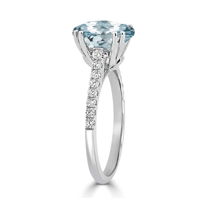 Auriya 1 5/8ct Fancy Oval Aquamarine and Diamond Engagement Ring 1/4ctw 14k Gold