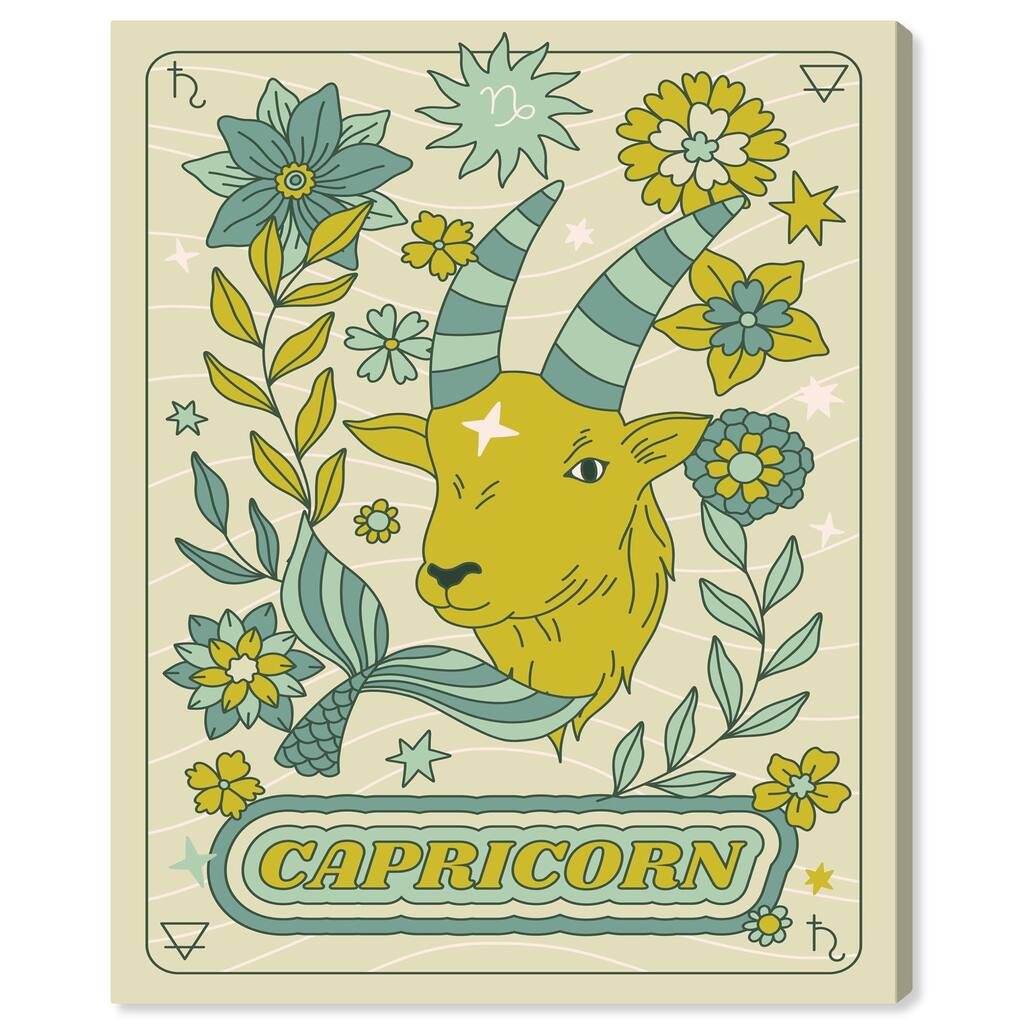 Capricorn Stars Card Canvas by Art Remedy, Gallery Wrapped