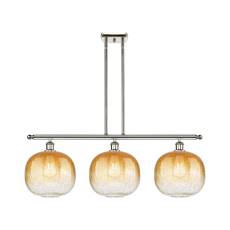 Innovations Lighting Endless Possibilities Ballston - Brookhaven Sphere - 3 Light 37" Stem Hung Island Light - Polished Nickel/Amber