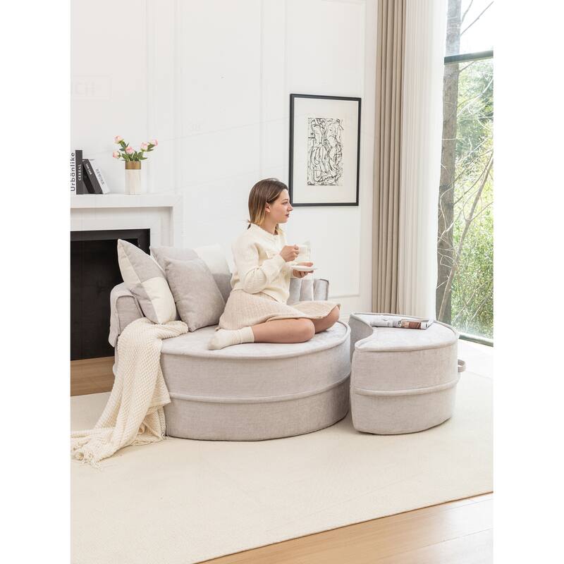 Comfortable Oversized Velvet Armchair with Ottoman and Multiple Pillows for Various Rooms