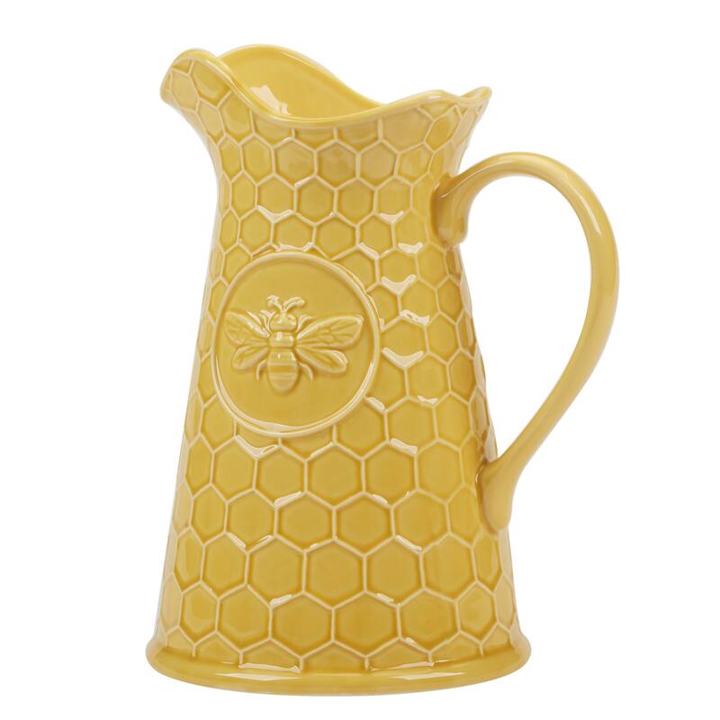 Certified International French Bees Embossed Honeycomb Pitcher - 7.75" x 6.25" x 10"