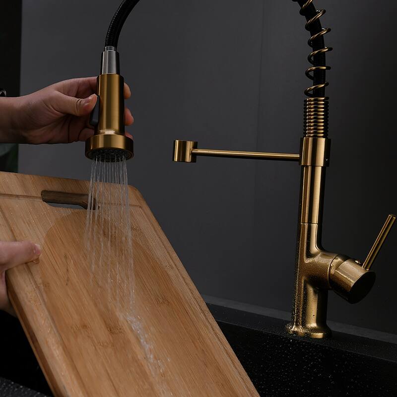 Pull Down Sprayer Kitchen Sink Faucet with LED Light - 8''W x 16.1''H